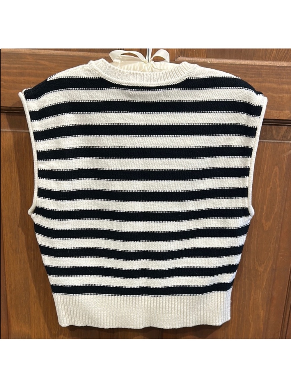 New! Veronica Beard Vera Striped Knit Sleeveless Top Sweater Tank Large - Picture 5 of 8